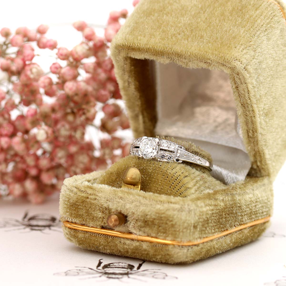 Antique Art Déco Engagement Ring #VR220714-7 - Engagement Rings