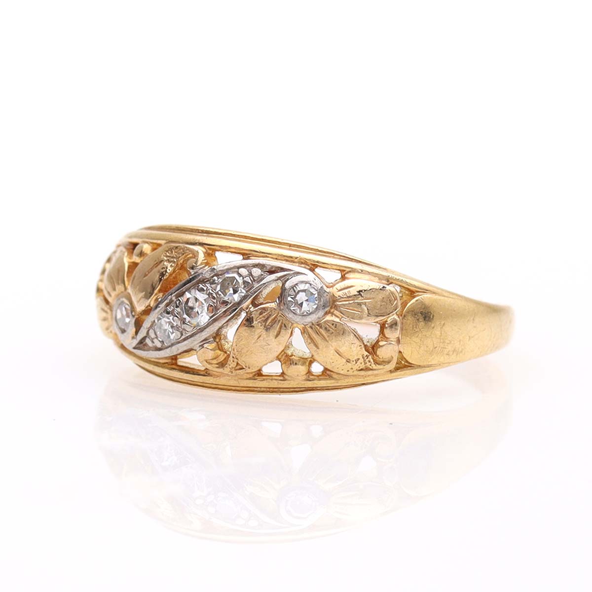 Antique Art Nouveau Diamond & 18k Band #R328-10 - Wedding Bands