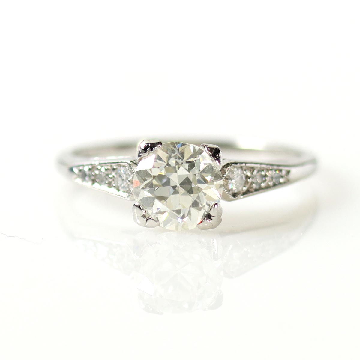 Antique Platinum Engagement Ring #VR250505 - Engagement Rings