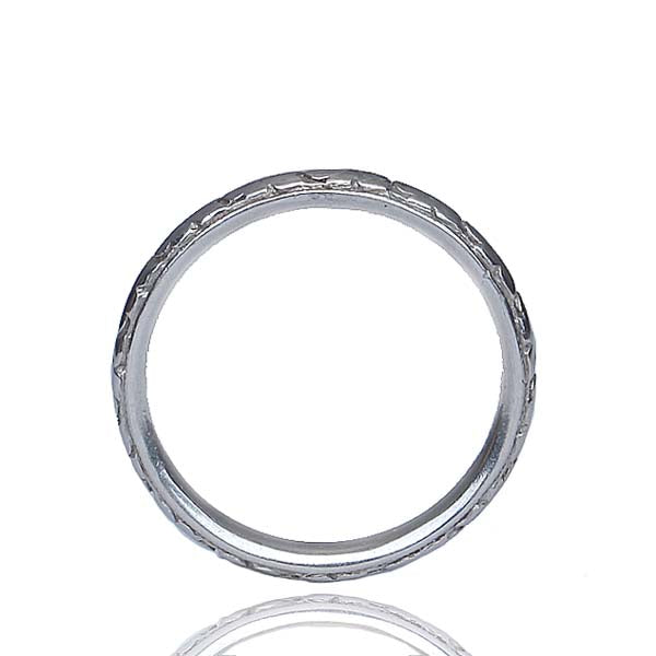 Antique Platinum Orange Blossom Wedding Band #VR489-13A - Wedding Bands