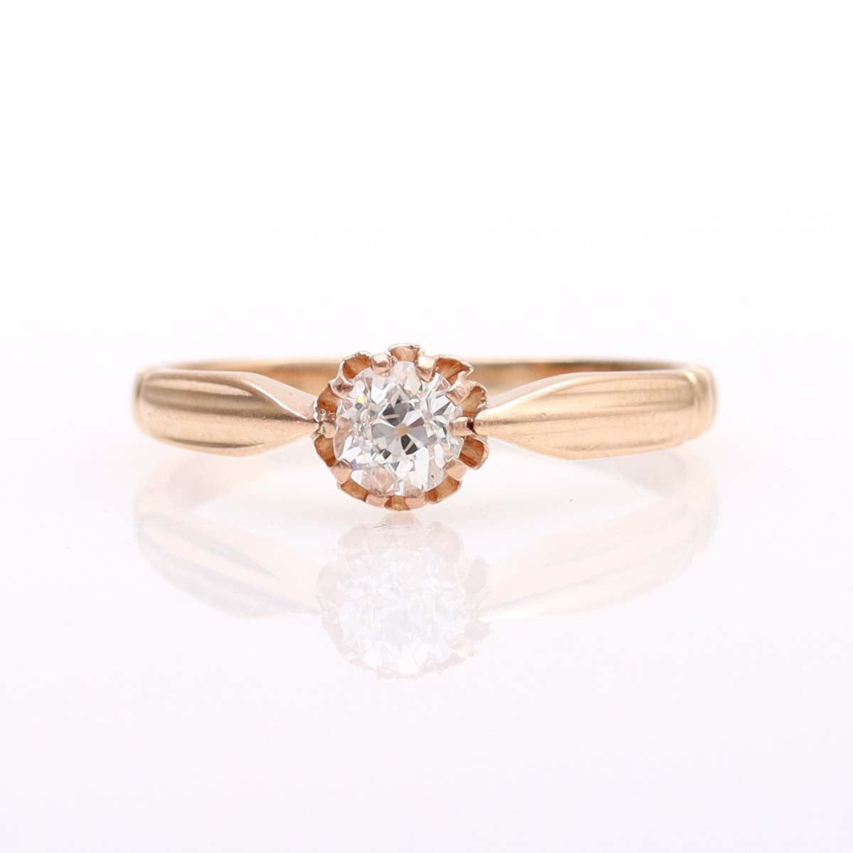 Antique Rose Gold Engagement Ring #VR240906-7 - Engagement Rings