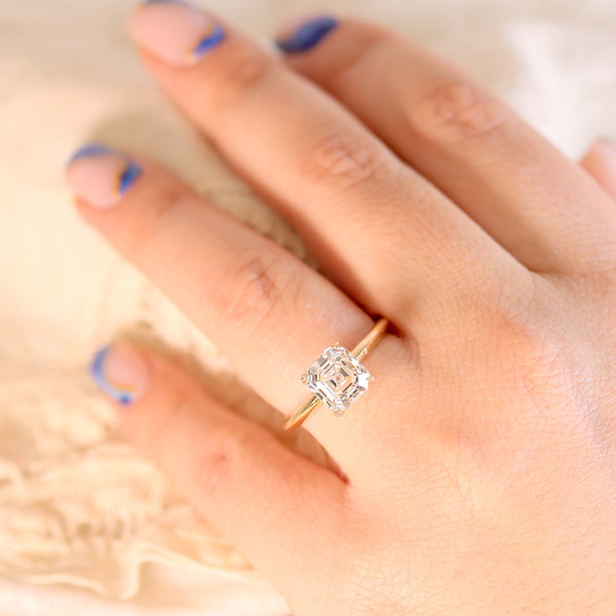 The Chelsea Engagement Ring With A Vintage Asscher Cut Diamond #3615-3