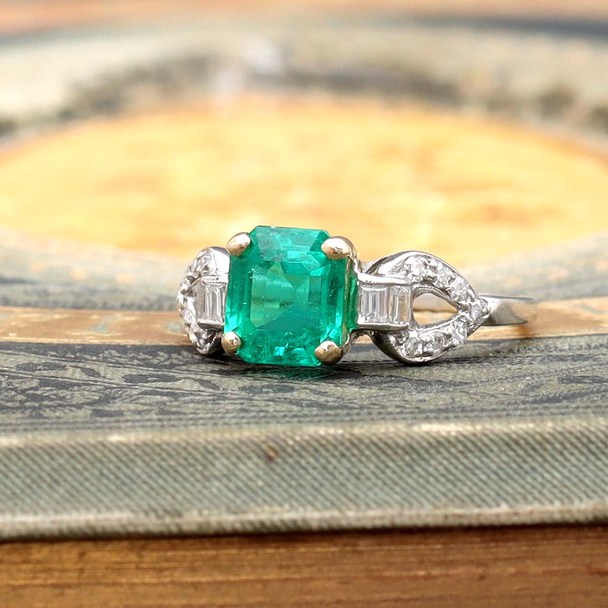 Art Deco Columbian Emerald Ring #VR231013-3 - Engagement Rings