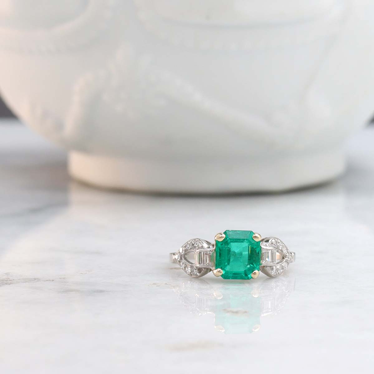 Art Deco Columbian Emerald Ring #VR231013-3 - Engagement Rings