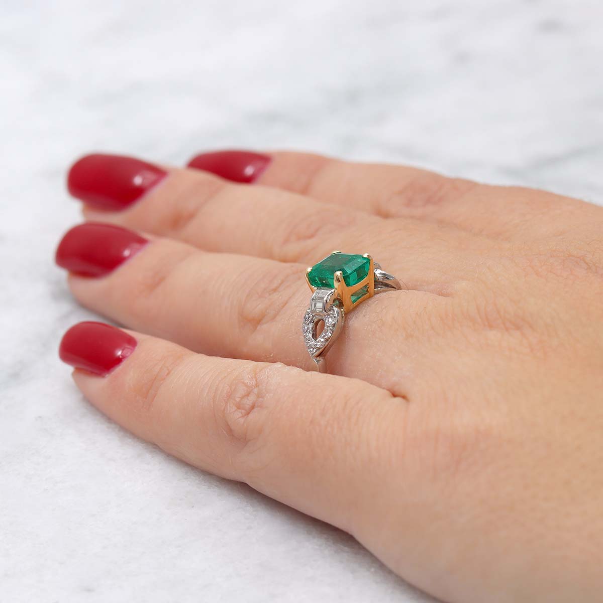 Art Deco Columbian Emerald Ring #VR231013-3 - Engagement Rings
