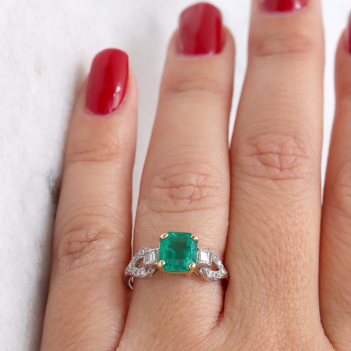 Art Deco Columbian Emerald Ring #VR231013-3 - Engagement Rings