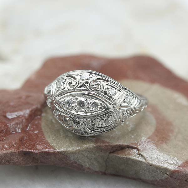 Art Déco Diamond Dome Ring #VR150917-02 - Leigh Jay & Co