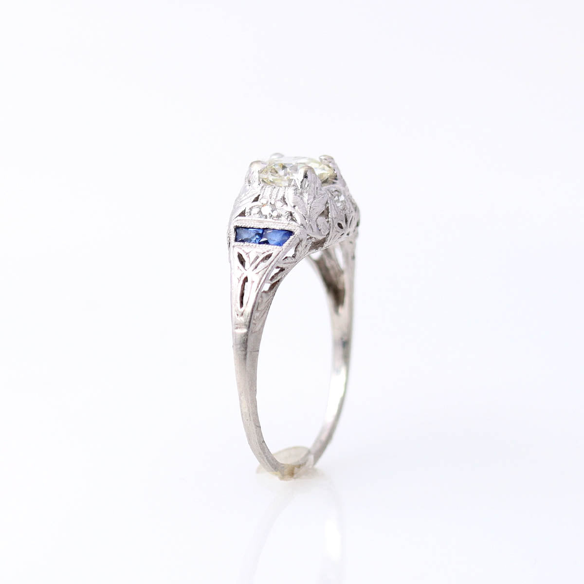 Art Déco Engagement Ring with Old Mine Cut Diamond #VR250707 Engagement Rings