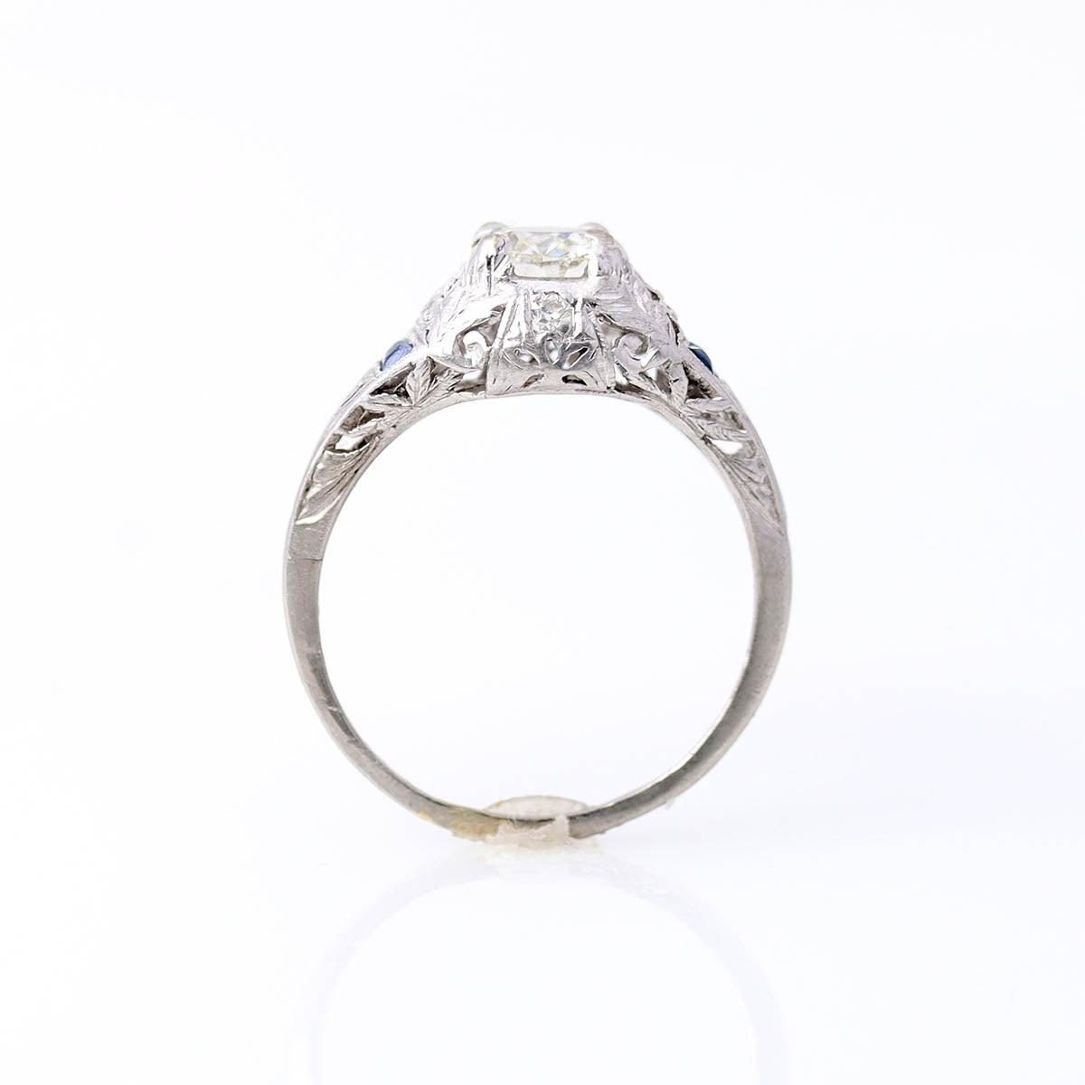 Art Déco Engagement Ring with Old Mine Cut Diamond #VR250707 Engagement Rings