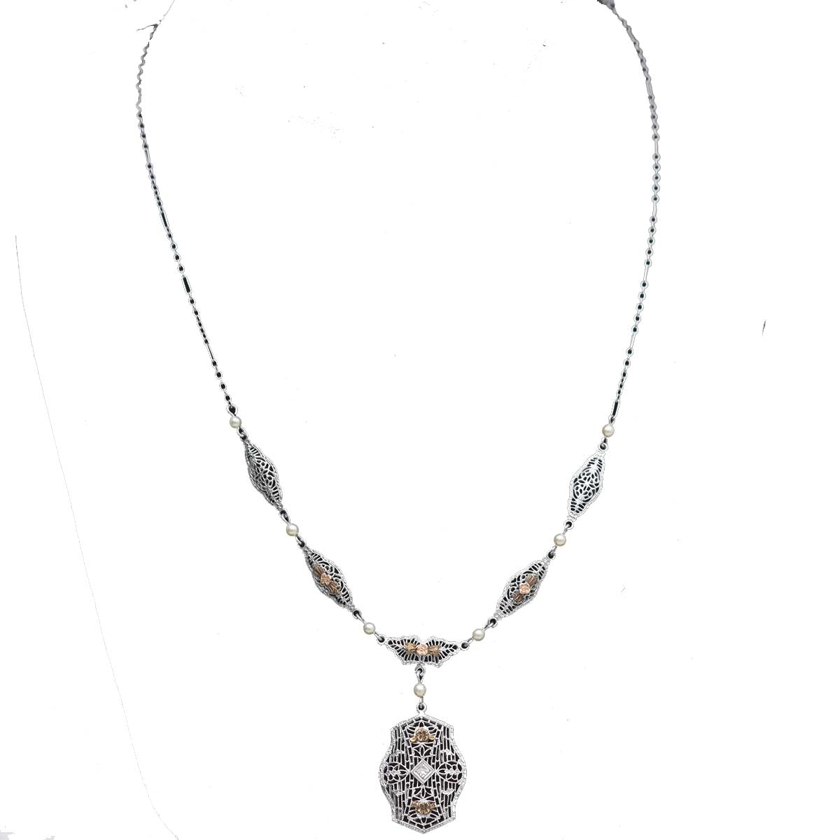 Art Déco Filigree Necklace #VN568-08 - Necklaces