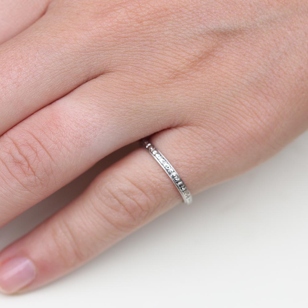 Art Deco Floral Wedding Band #VB180618-7 - Wedding Bands