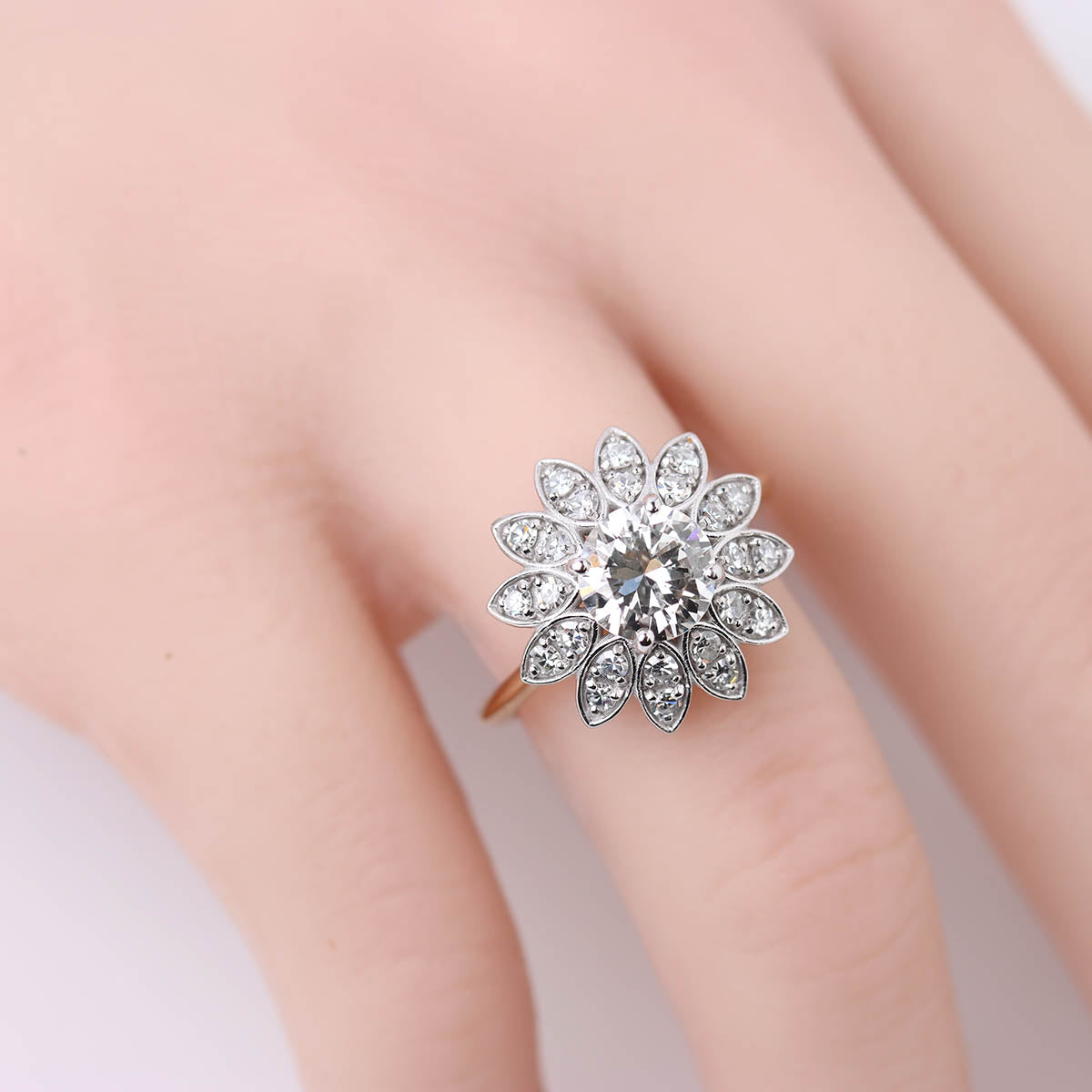 Art Deco Inspired Floral Ring #3767 - Engagement Rings