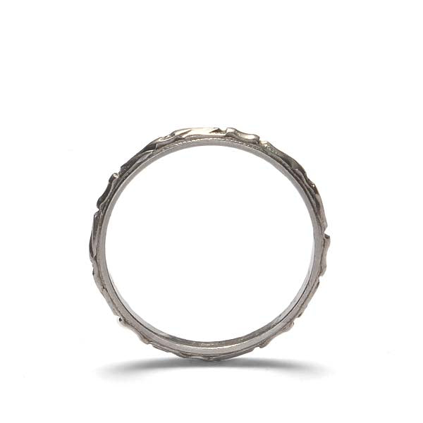 Art Déco Platinum Engraved Band #VB180117-3 - Wedding Bands