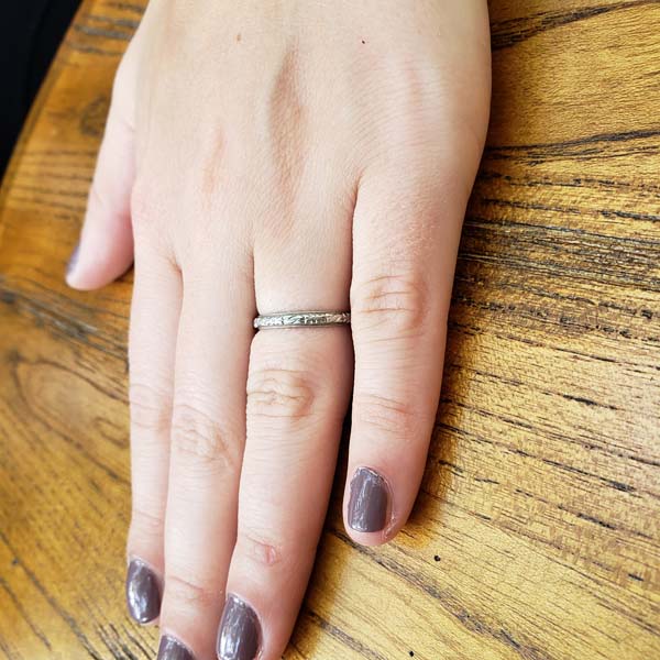 Art Déco Platinum Repoussé Wedding Band #VB180111-4 - Wedding Bands