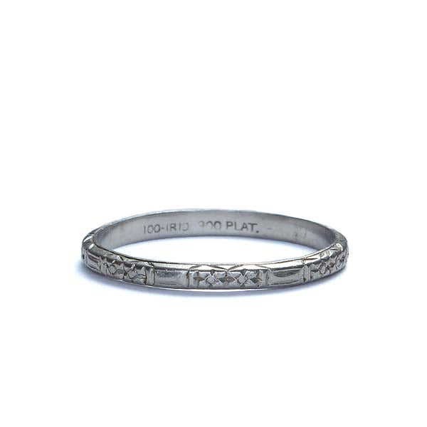 Art Déco Platinum Wedding Band #VR537-13 - Wedding Bands