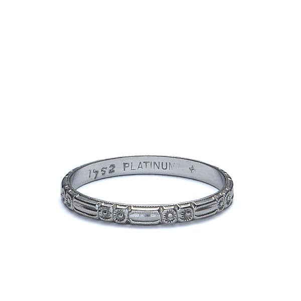 Art Deco Platinum Wedding Band #VR600-15 - Wedding Bands