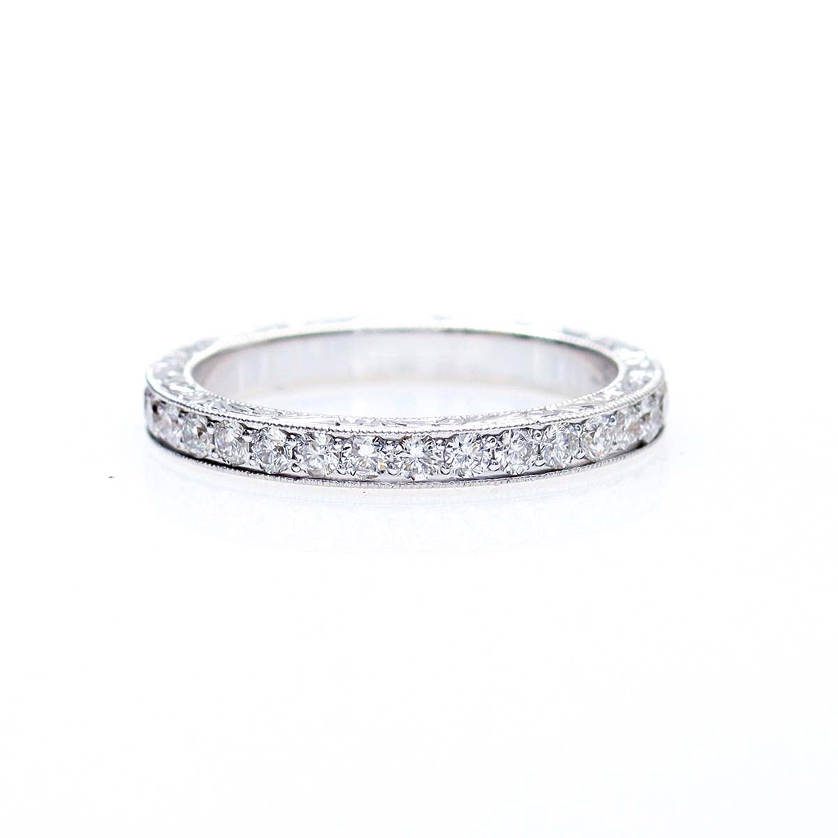 Art Déco Reproduction Diamond Eternity Wedding Band #LE4020HE - 14k White Gold - Wedding Bands