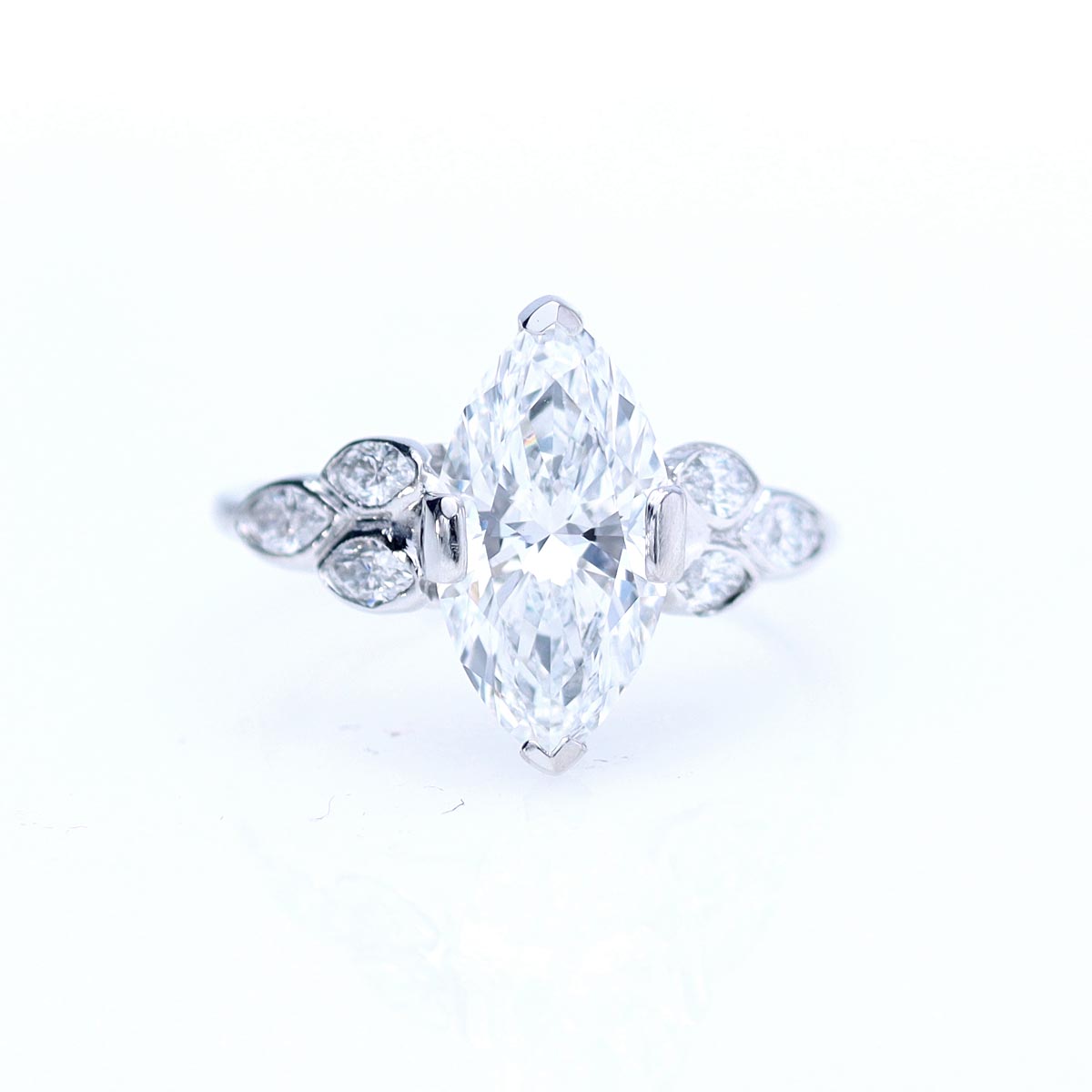 Art Déco Reproduction Engagement Ring #3122MQ - Engagement Rings