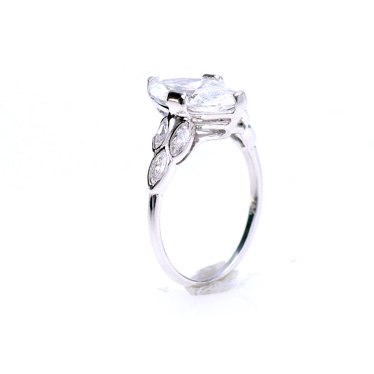 Art Déco Reproduction Engagement Ring #3122MQ - Engagement Rings