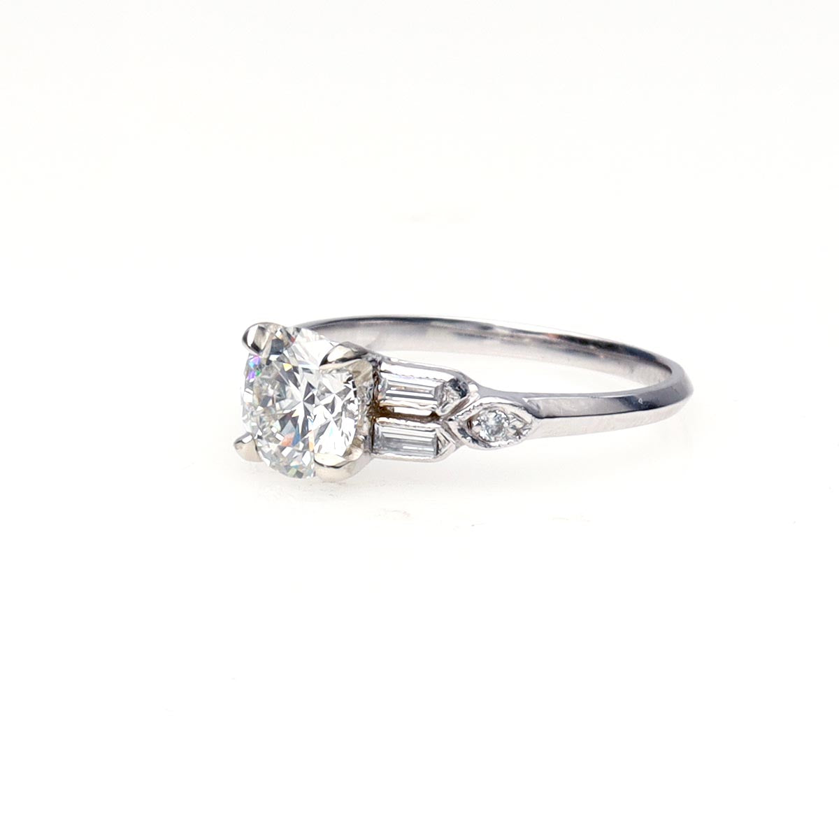 Art Déco Reproduction with Baguette Shoulders #3099PT - Engagement Rings