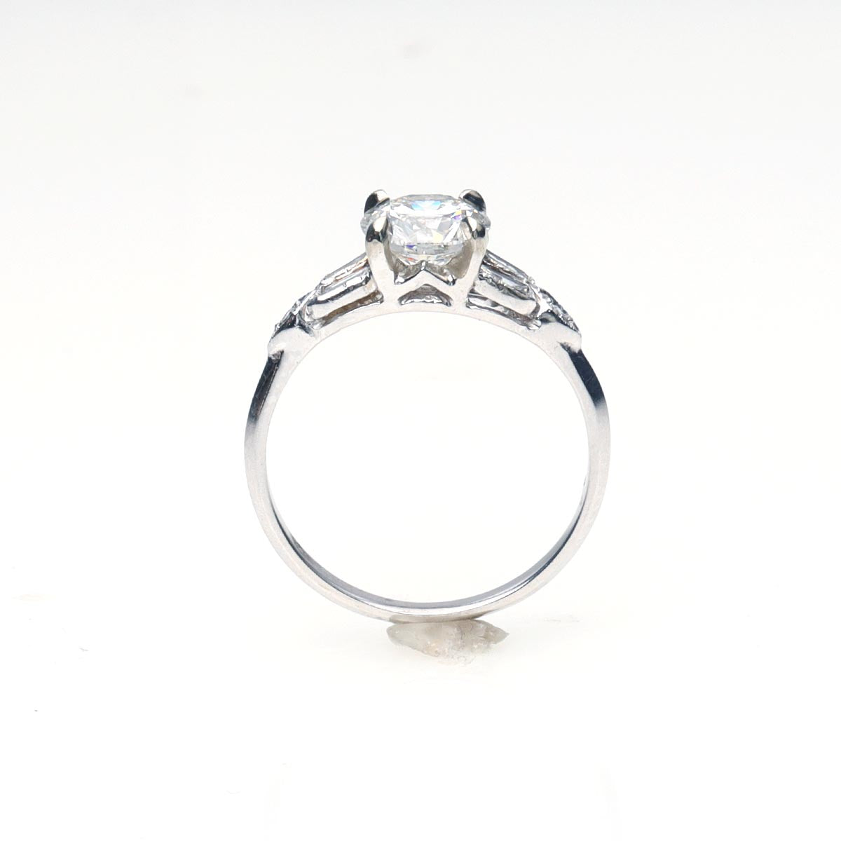 Art Déco Reproduction with Baguette Shoulders #3099PT - Engagement Rings