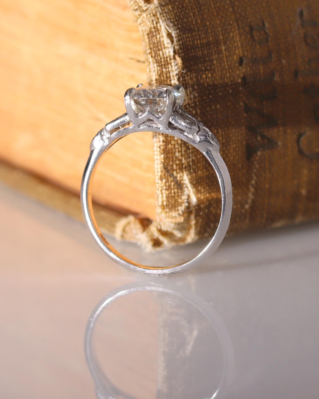 Art Déco Reproduction with Baguette Shoulders #3099PT - Engagement Rings