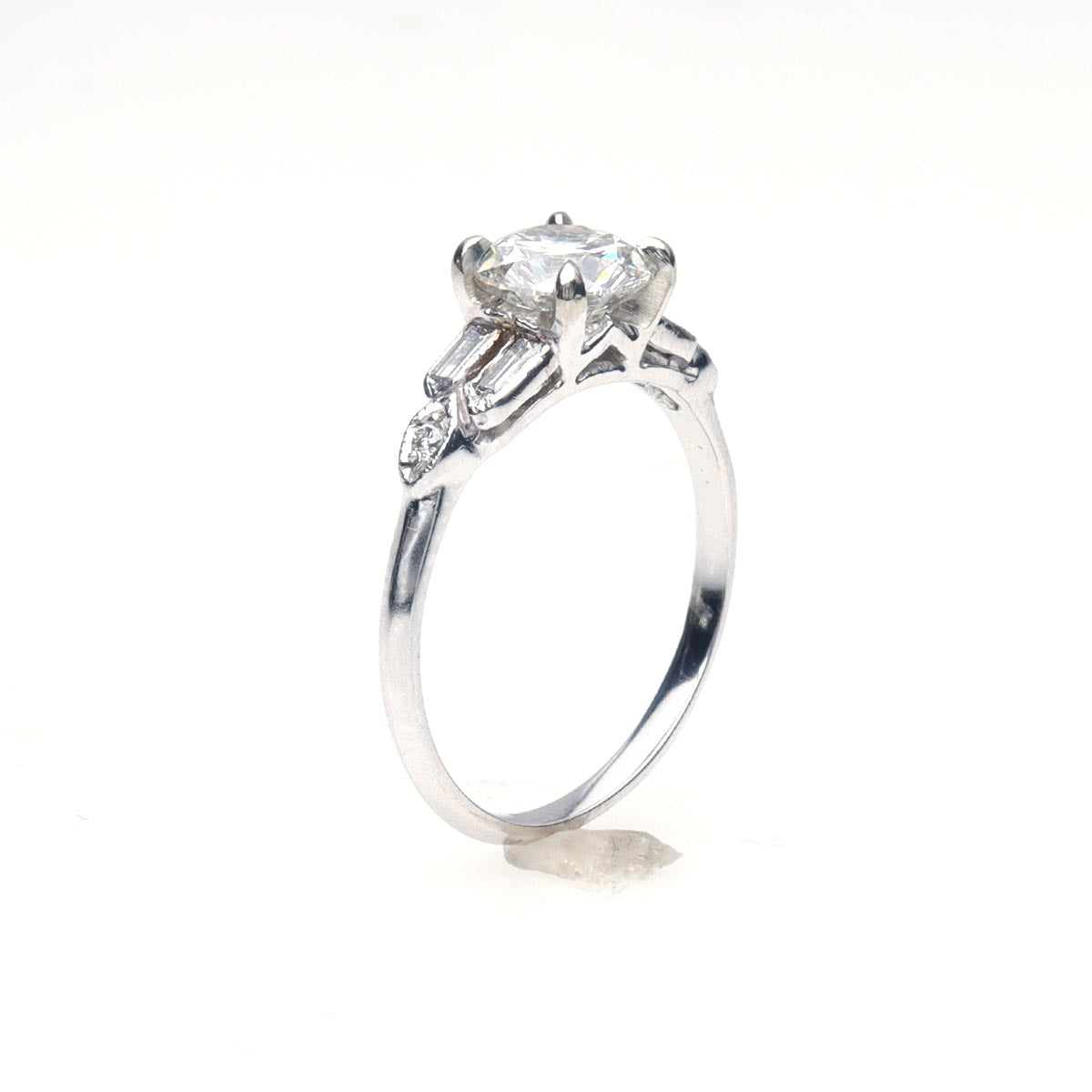 Art Déco Reproduction with Baguette Shoulders #3099PT - Engagement Rings