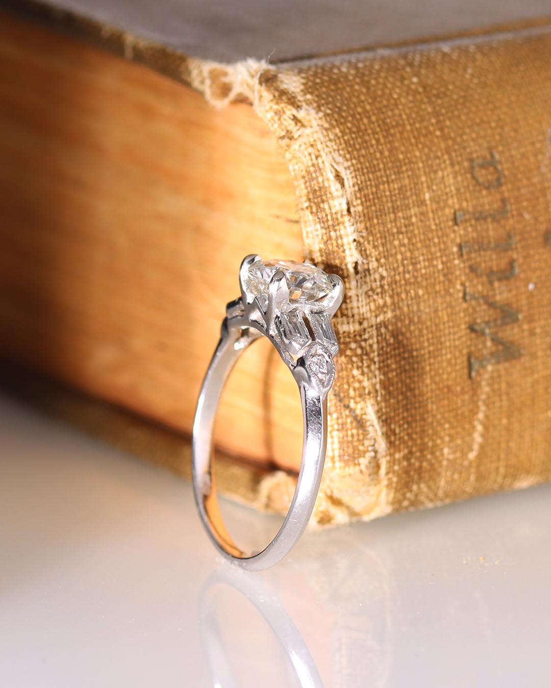 Art Déco Reproduction with Baguette Shoulders #3099PT - Engagement Rings
