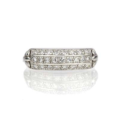 Art Déco Triple Row Diamond and Platinum Wedding Band #R424-08 - Wedding Bands