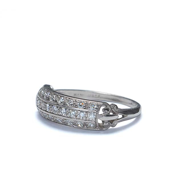 Art Déco Triple Row Diamond and Platinum Wedding Band #R424-08 - Wedding Bands