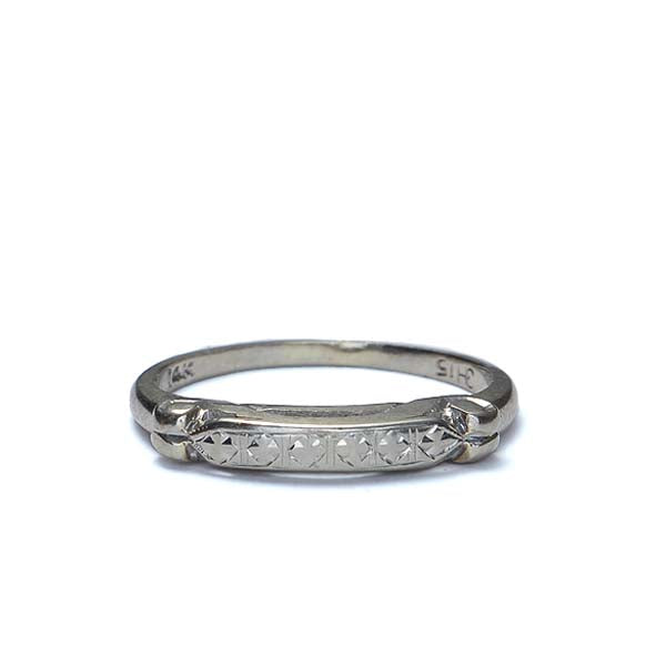 Art Déco White Gold Wedding Band #VR170119-04 - Wedding Bands