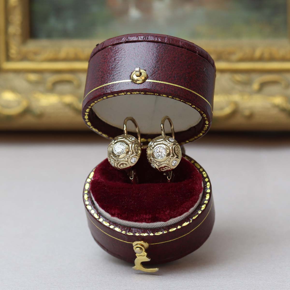 Art Nouveau inspired diamond earrings #L-EARR-01 Default Title
