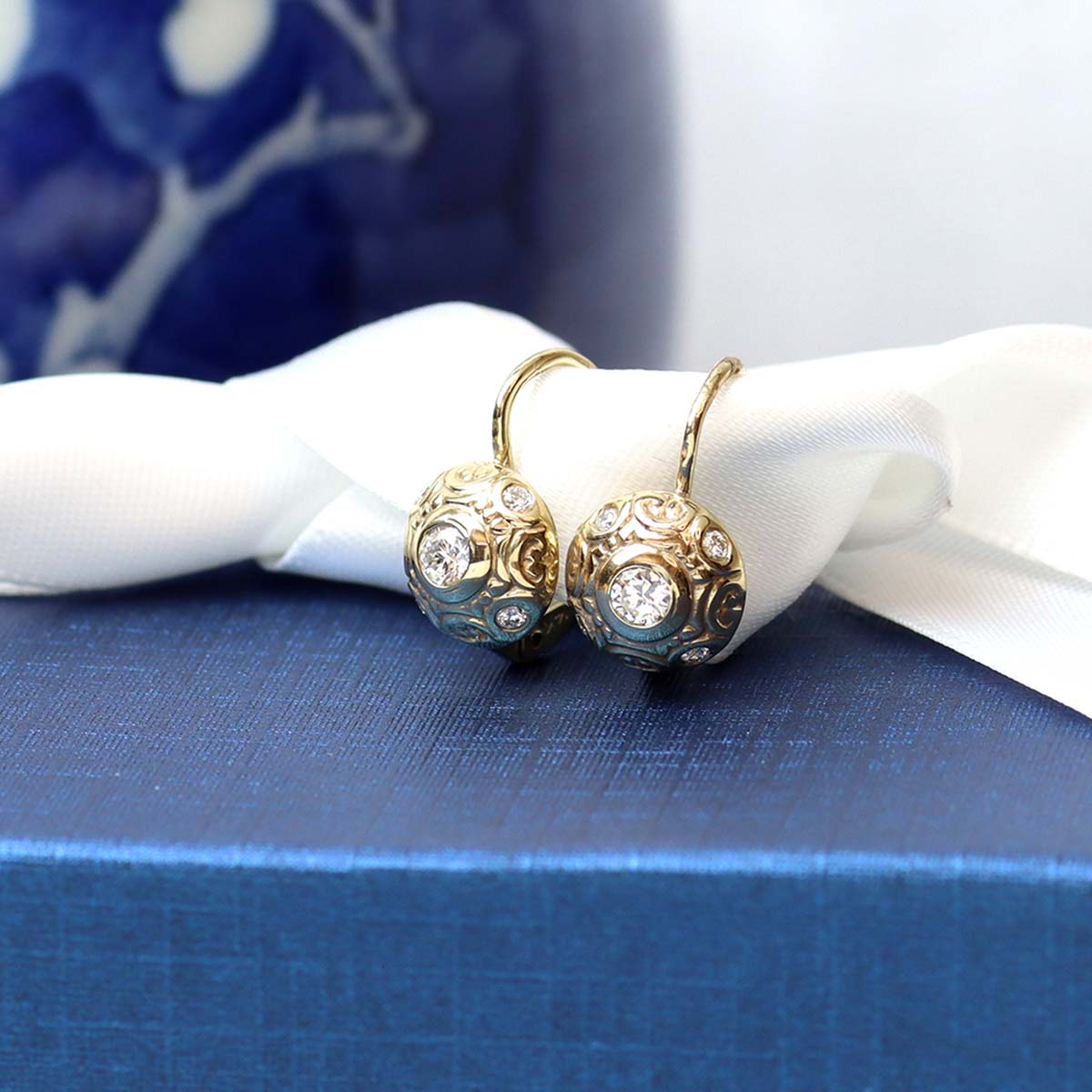 Art Nouveau inspired diamond earrings #L-EARR-01 Default Title