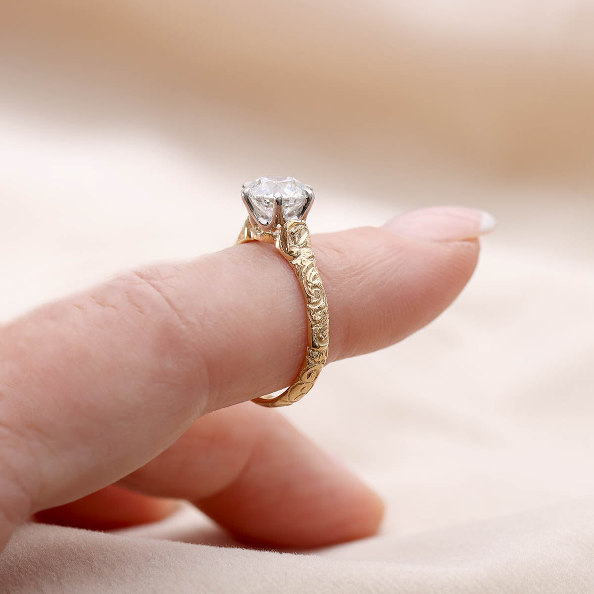 Replica Art Nouveau Engagement Ring #2506-3 - Engagement Rings