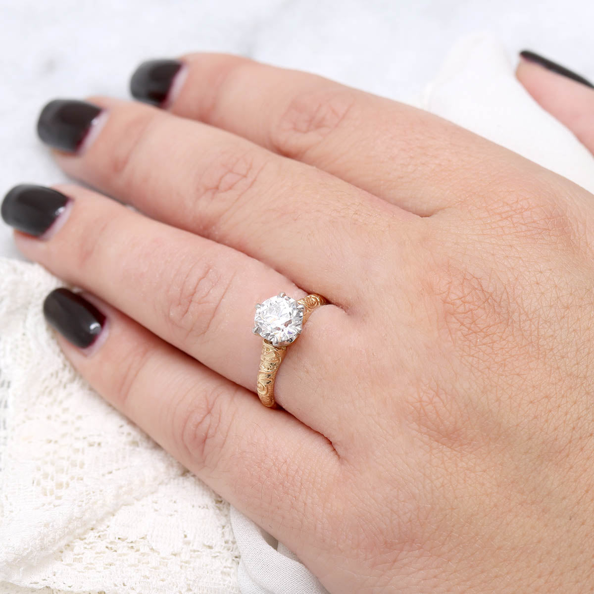 Replica Art Nouveau Engagement Ring #2506-3 - Engagement Rings