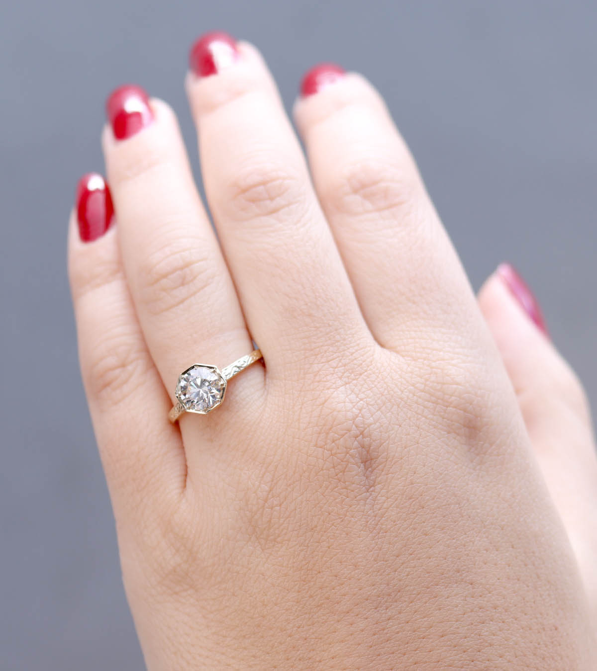 Bezel Set Filigree Engagement Ring #3102-5 - Engagement Rings