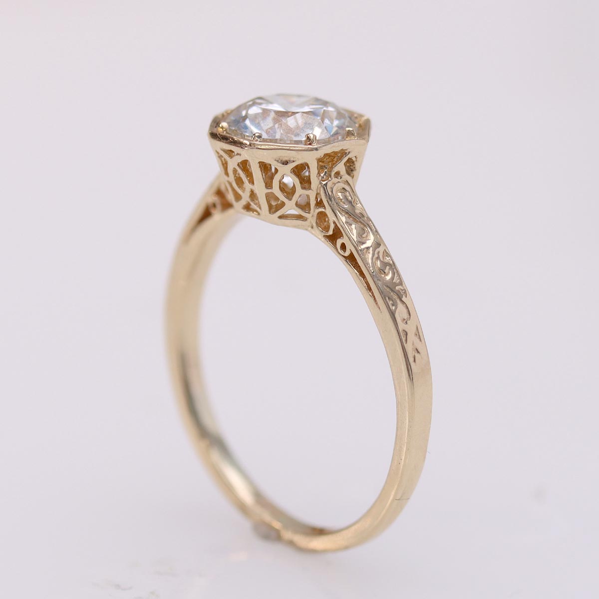 Bezel Set Filigree Engagement Ring #3102-5 - Engagement Rings