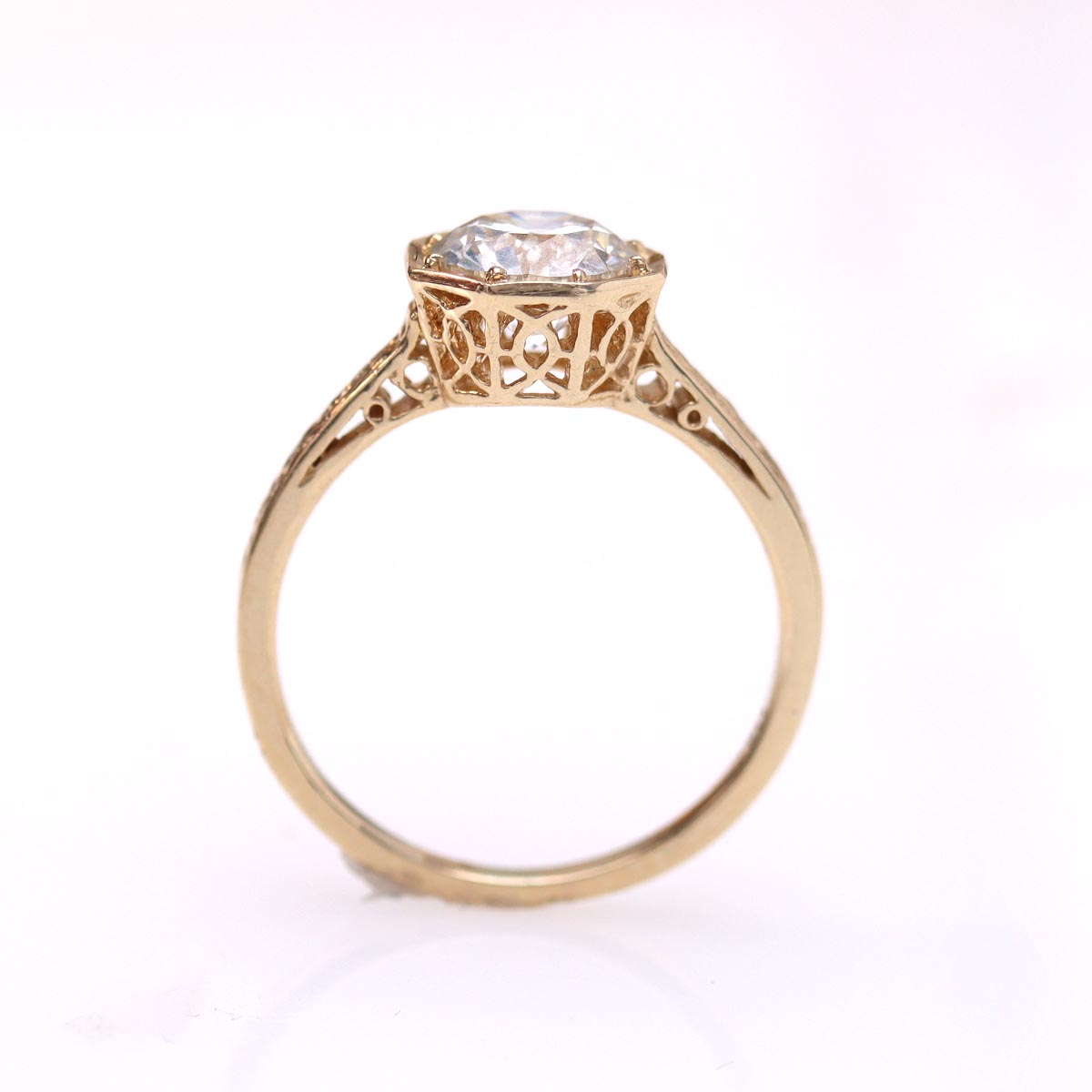 Bezel Set Filigree Engagement Ring #3102-5 - Engagement Rings