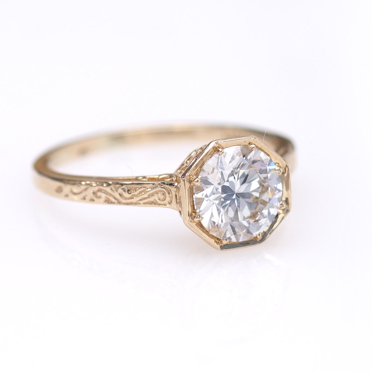 Bezel Set Filigree Engagement Ring #3102-5 - Engagement Rings