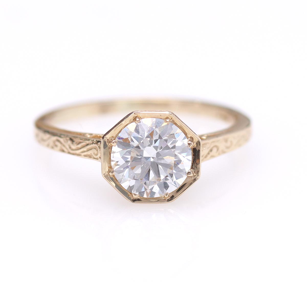 Bezel Set Filigree Engagement Ring #3102-5 - Engagement Rings