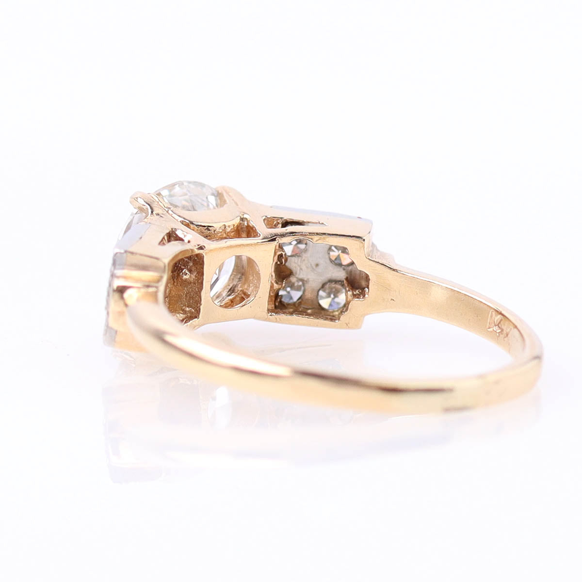 Bold Retro Moderne Yellow Gold Engagement Ring #VR251117 - Engagement Rings