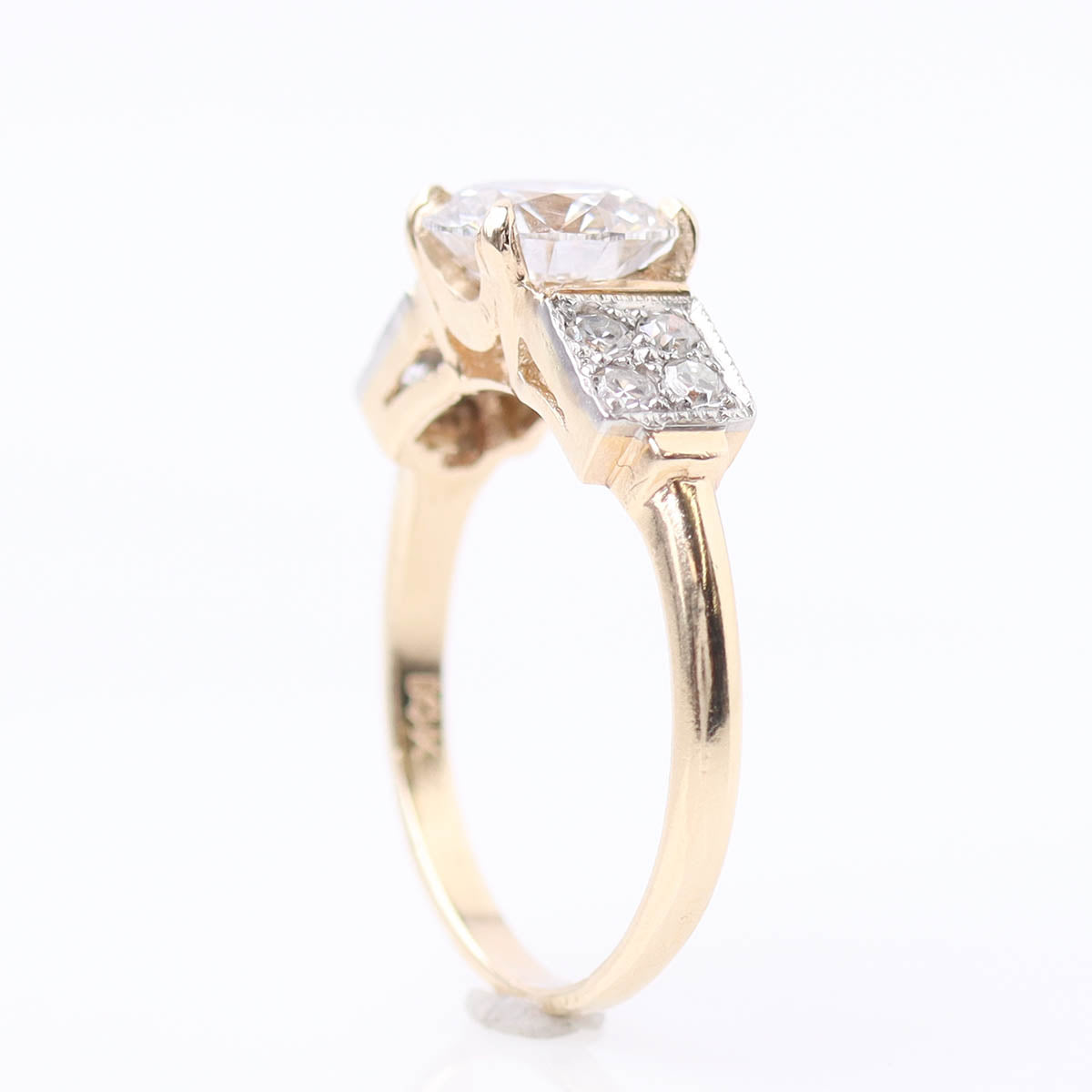 Bold Retro Moderne Yellow Gold Engagement Ring #VR251117 - Engagement Rings