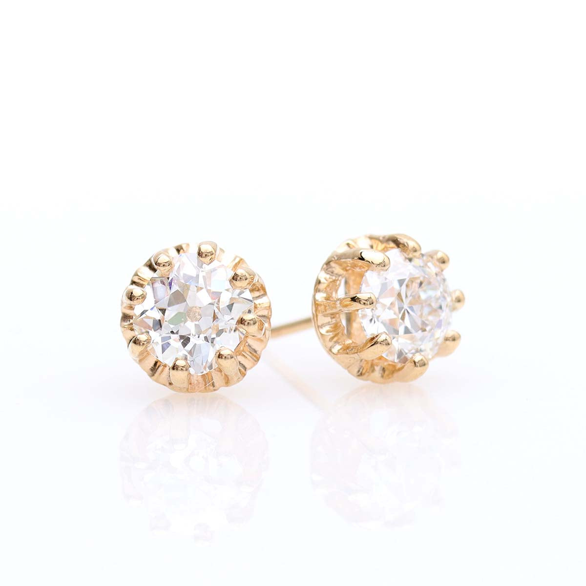 Reproduction Victorian Era Old European Cut Stud Earrings #LE3654-2
