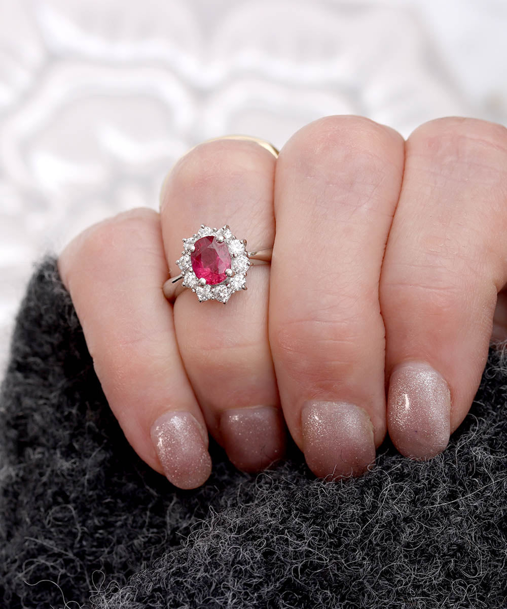 Contemporary Ruby and Diamond Ring #VR241213-1 - Engagement Rings