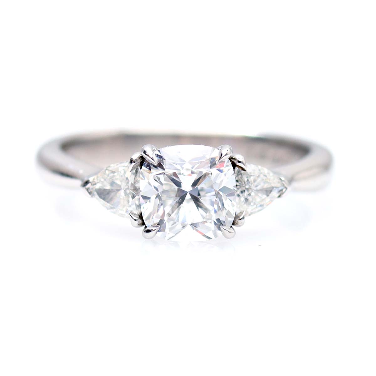 Cushion Cut Three Stone Ring #VR240227-2 - Engagement Rings