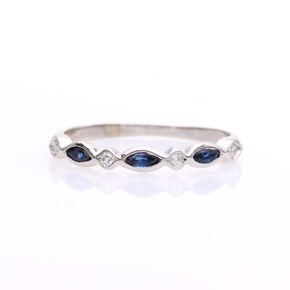Diamond and Sapphire Wedding Band #L2413WSA 14K - Wedding Bands
