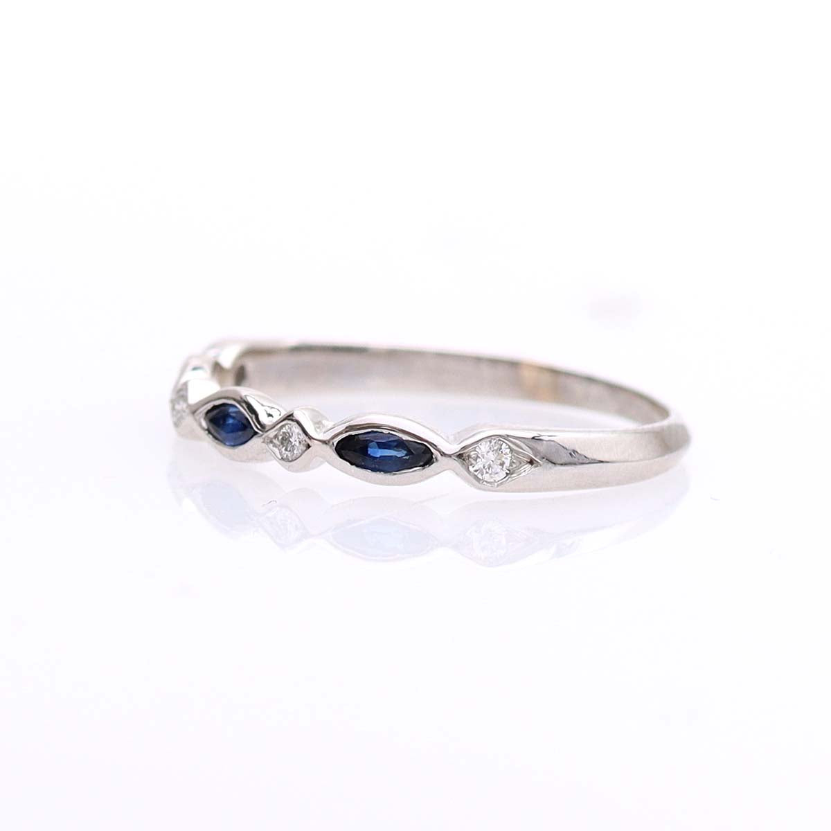 Diamond and Sapphire Wedding Band #L2413WSA 14K - Wedding Bands