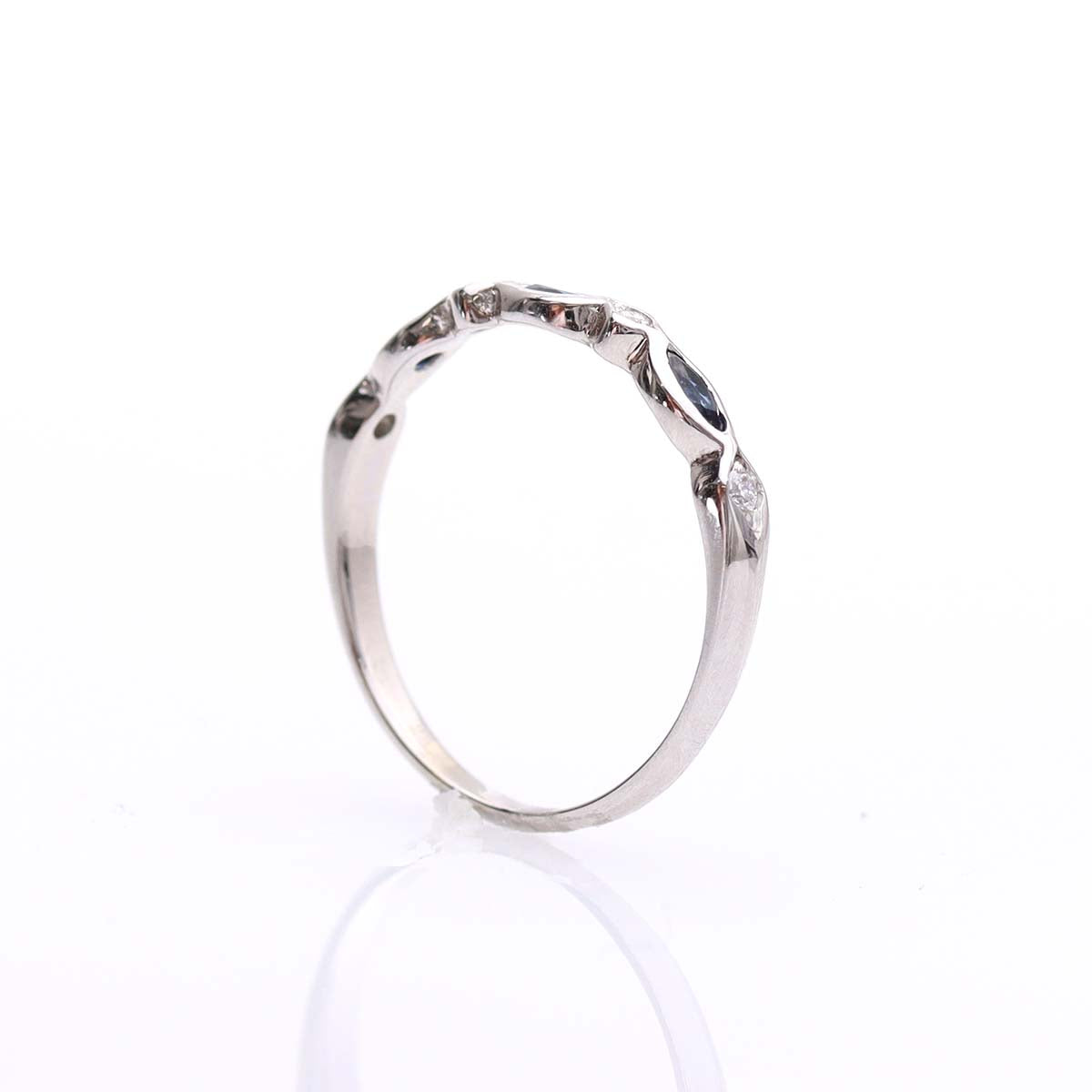 Diamond and Sapphire Wedding Band #L2413WSA 14K - Wedding Bands