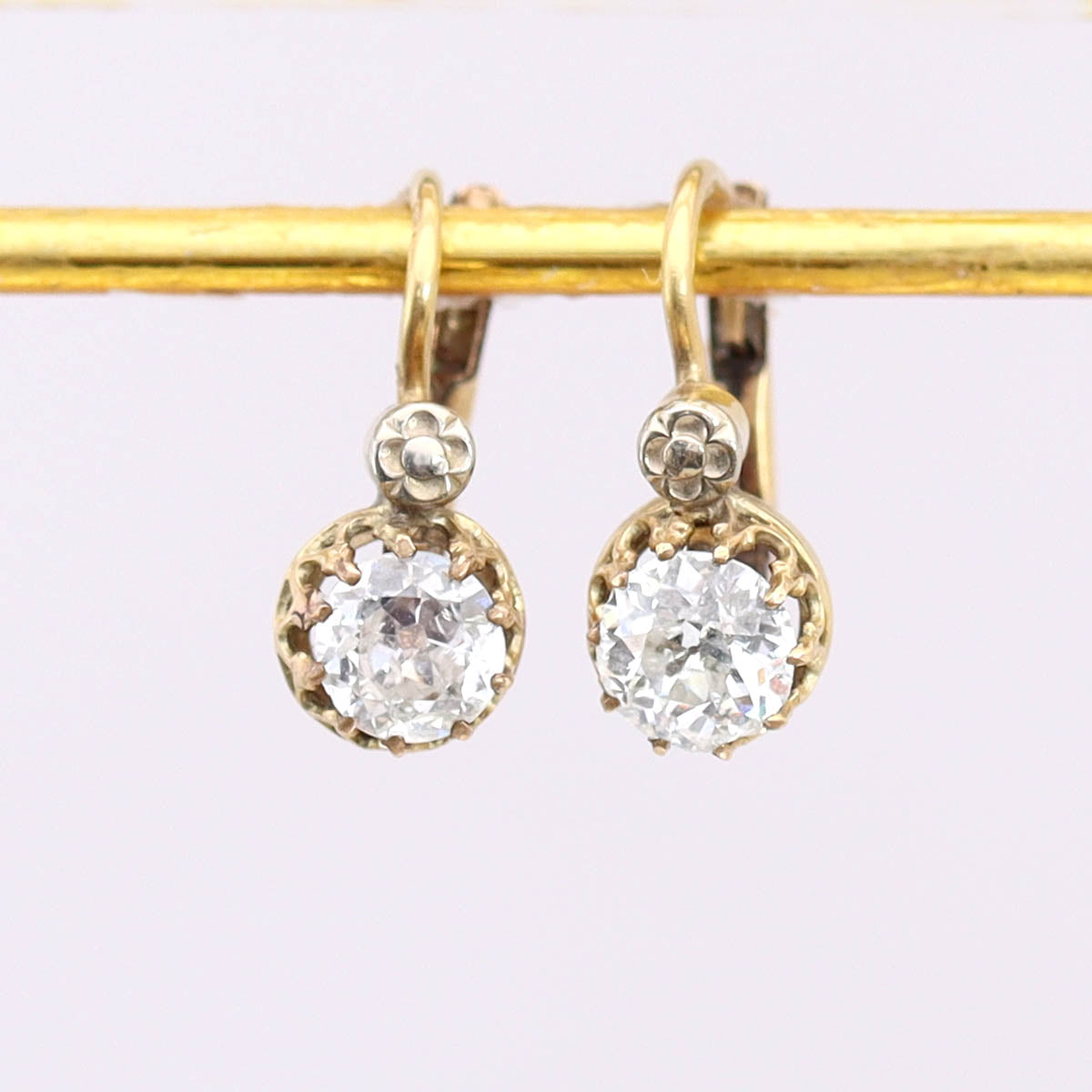 Early 20th C. Dormeuse Diamond Earrings #VE250725-3 - Earrings