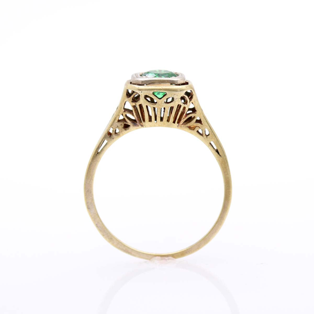 Early 20th C Filigree Engagement Ring with Tsavorite #VR170120-02 - Engagement Rings